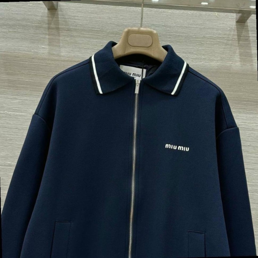 NWT Miu Miu Logo Zip Jacket - Navy/White